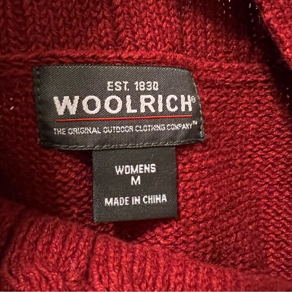 Woolrich Red Side Button Collar Sweater - Size Medium - Picture 4 of 5